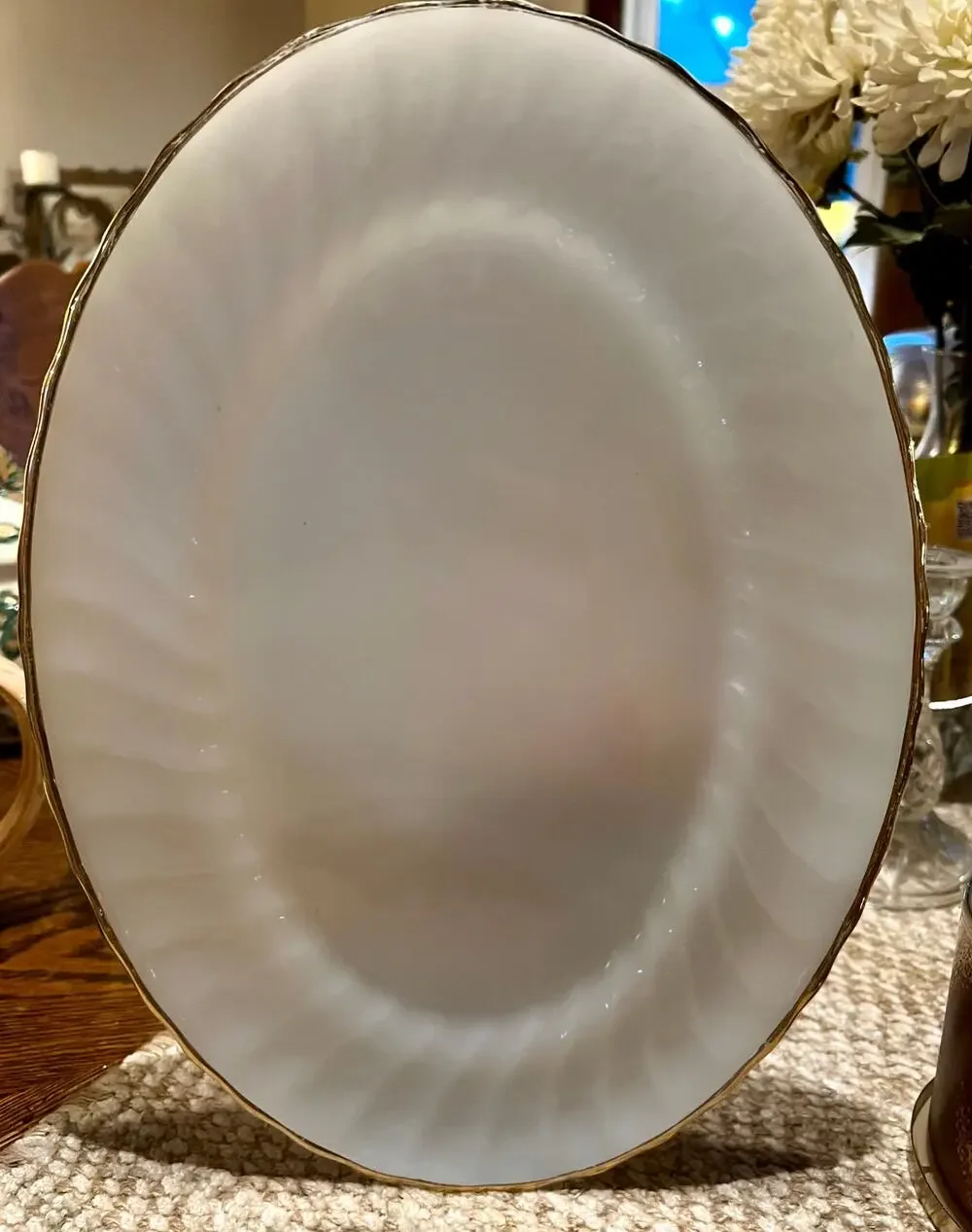 Fire King Milk Glass Platter with Gold Trim | Vintage 1950s Anchor Hocking